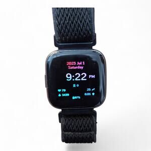 Fitbit Versa 2 Watch With 5 Bands And Charger Model FB507 Used Good Condition